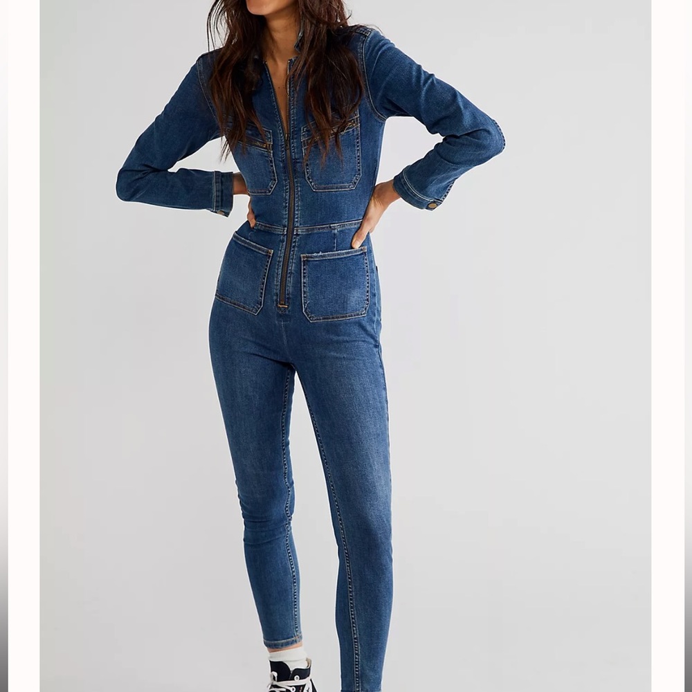 Free People Denim Jumpsuit